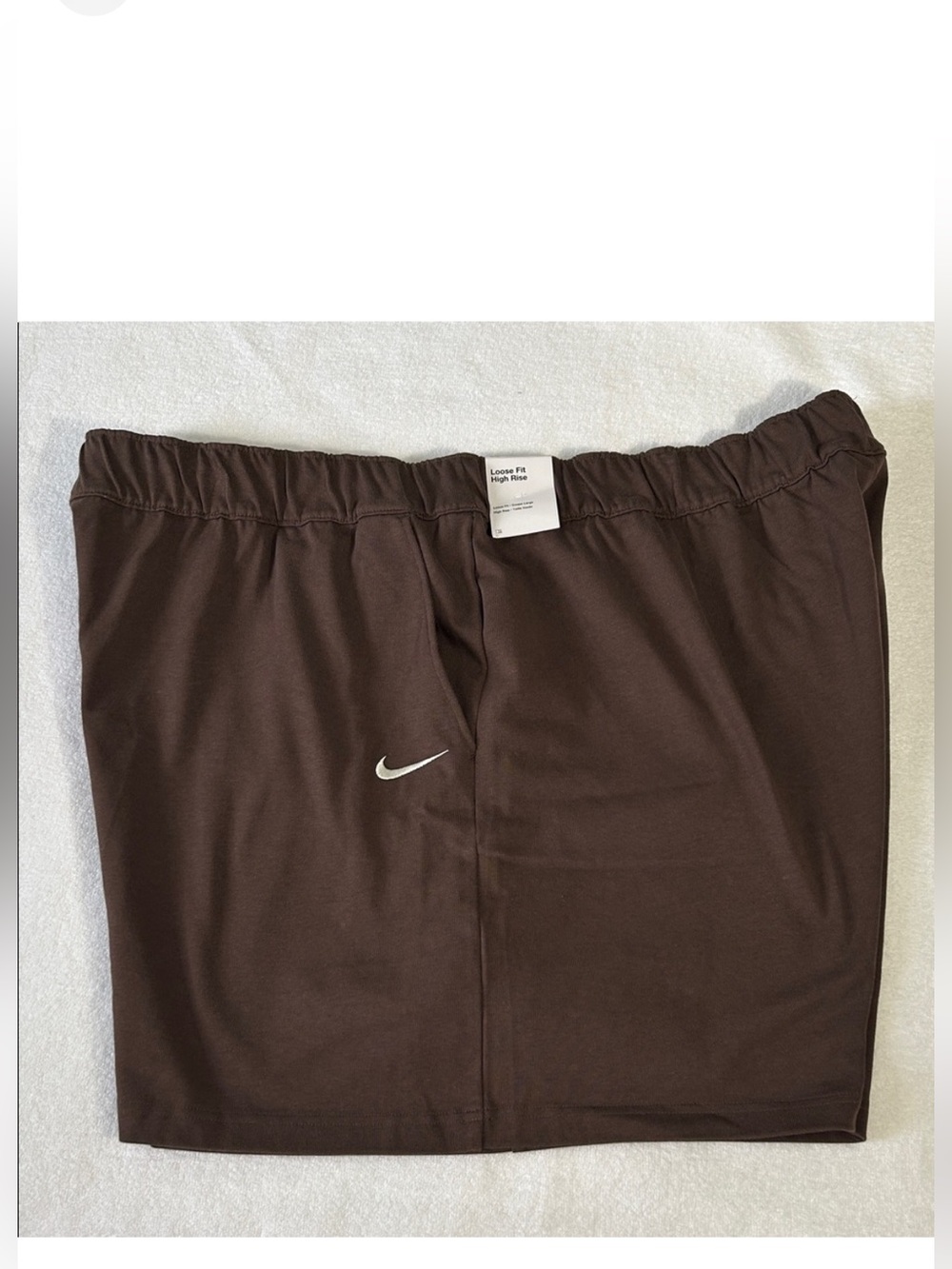 Nike 3X Shorts Loose Fit High Rise 100% Cotton Pockets Brown White Swoosh NWT